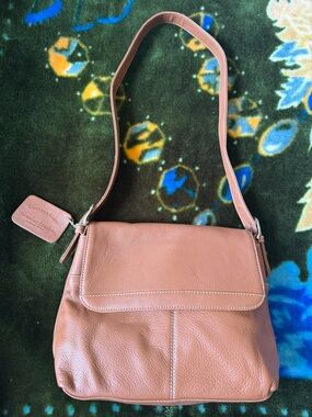 Charter Club Pebbled Leather Flap Crossbody in Tan